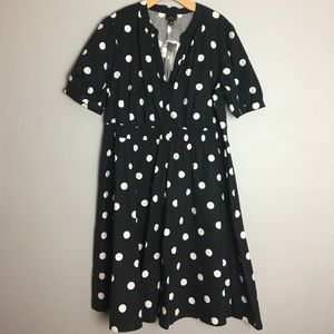 2X Worthington plus size DRESS polka dot black
